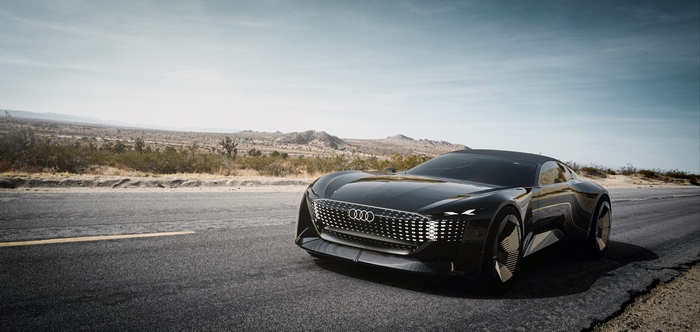 Black Audi Skysphere Concept car on desert road