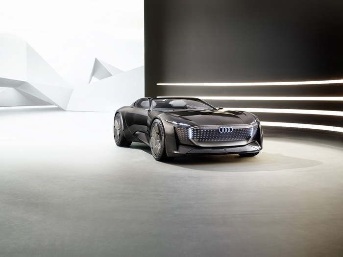 Audi Skysphere Concept Car in Modern Showroom