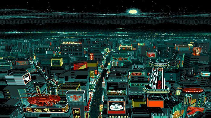 Japanese Neon City at Night Pixel Art