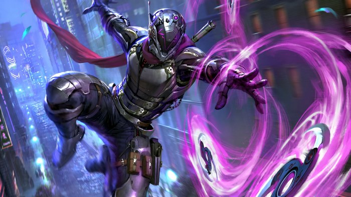 Mythgard Futuristic Warrior Action Scene
