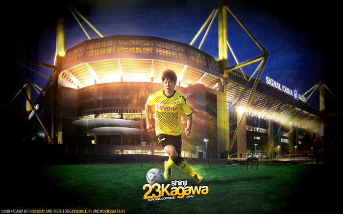 Shinji Kagawa in Borussia Dortmund jersey at Signal Iduna Park