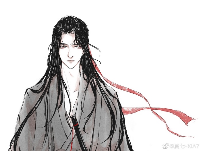 Mo Dao Zu Shi: Wei Wuxian with long hair and red ribbon