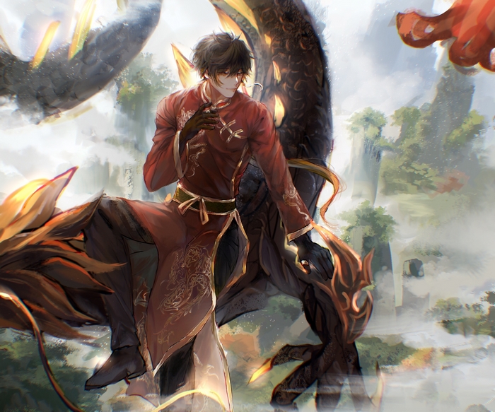 Zhongli from Genshin Impact with Dragon