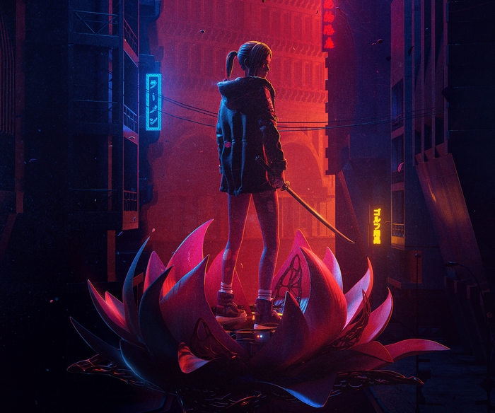 Blade Runner: Black Lotus - Cyberpunk Warrior on Lotus