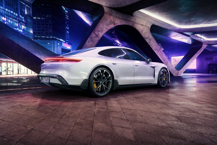 TechArt Porsche Taycan Aerokit in Neon City