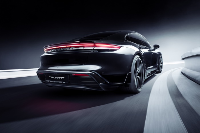 Dynamic Black TechArt Porsche Taycan Aerokit Sport Car