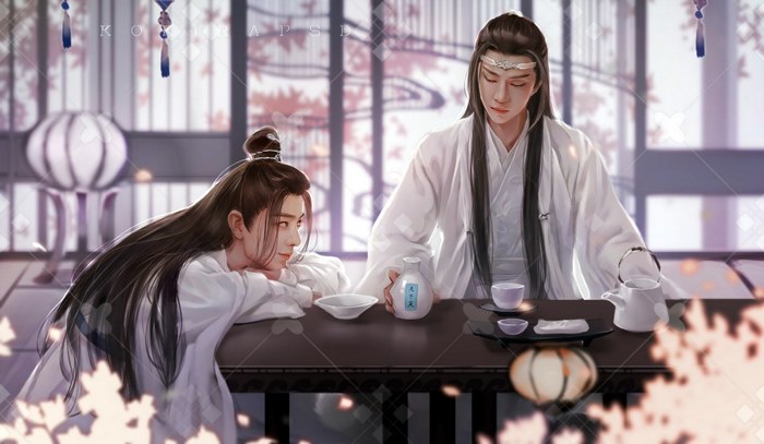 The Untamed: Lan Wangji and Wei Wuxian sharing a quiet moment