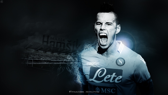 Marek Hamšík screaming in S.S.C. Napoli jersey