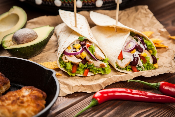 Chicken Tortilla Wraps with Avocado and Chili