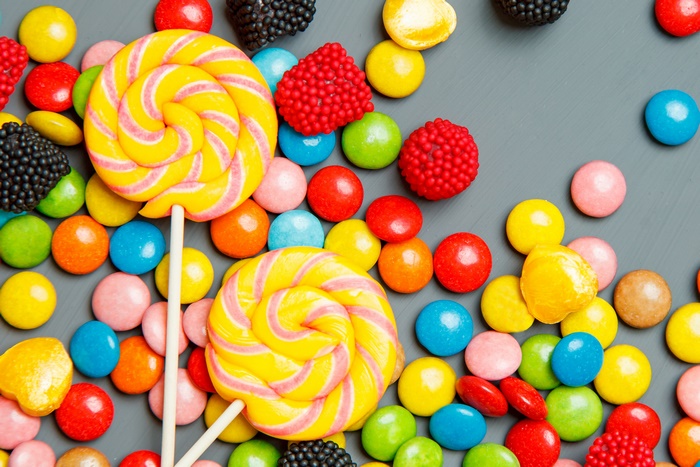 Colorful Candies, Gumballs, and Lollipops Assortment
