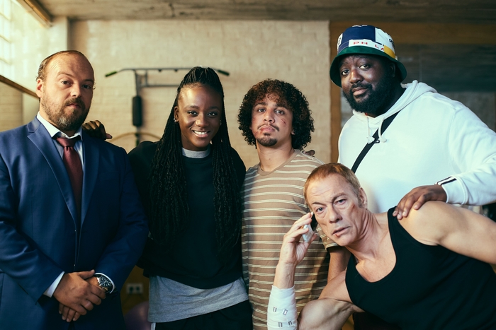 Jean-Claude Van Damme and cast of The Last Mercenary