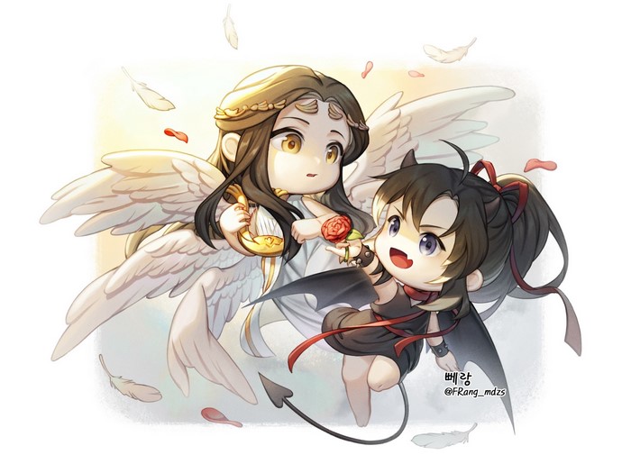 Chibi Mo Dao Zu Shi Angel Lan Wangji and Demon Wei Wuxian