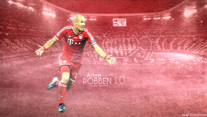Arjen Robben celebrates for FC Bayern Munich