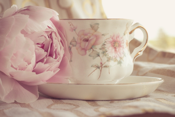 Pink Peony and Floral Teacup Still Life