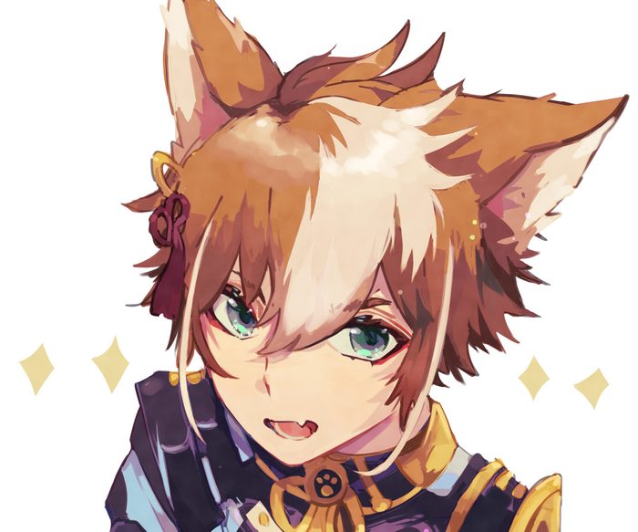 Gorou Genshin Impact smiling with sparkles