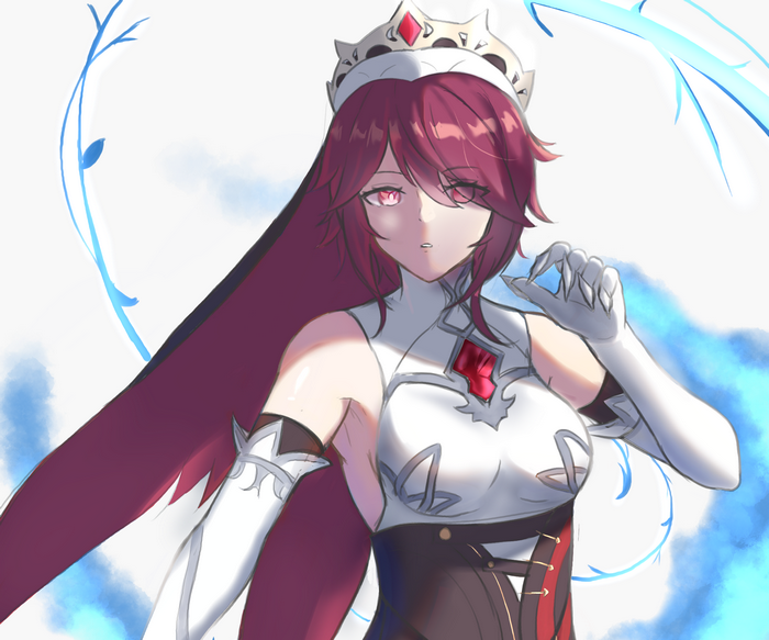 Rosaria Genshin Impact with glowing ice power