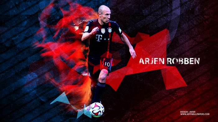 Arjen Robben dribbling football in Bayern Munich kit