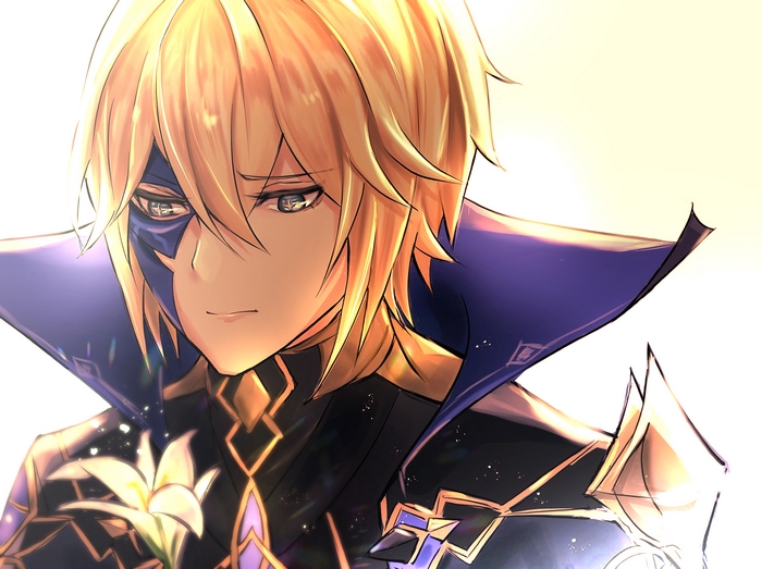 Melancholy Dainsleif from Genshin Impact with flower