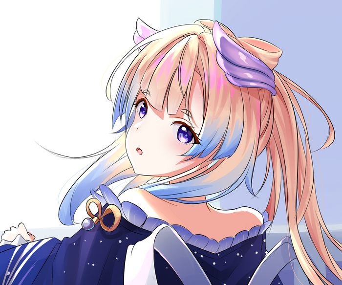 Sangonomiya Kokomi looking over her shoulder