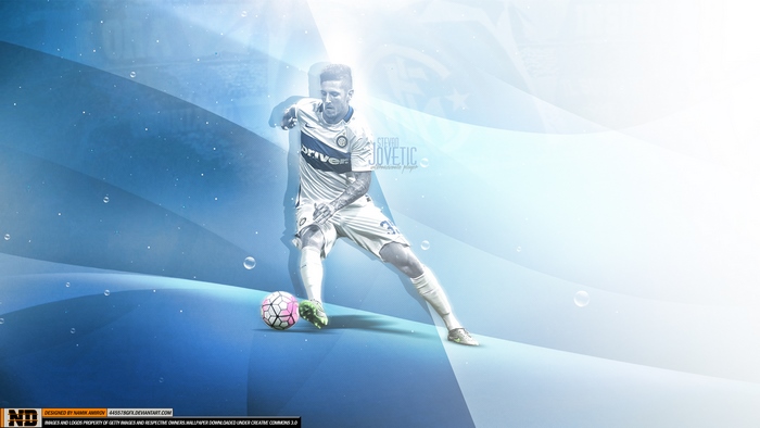 Stevan Jovetić, Inter Milan player, with soccer ball