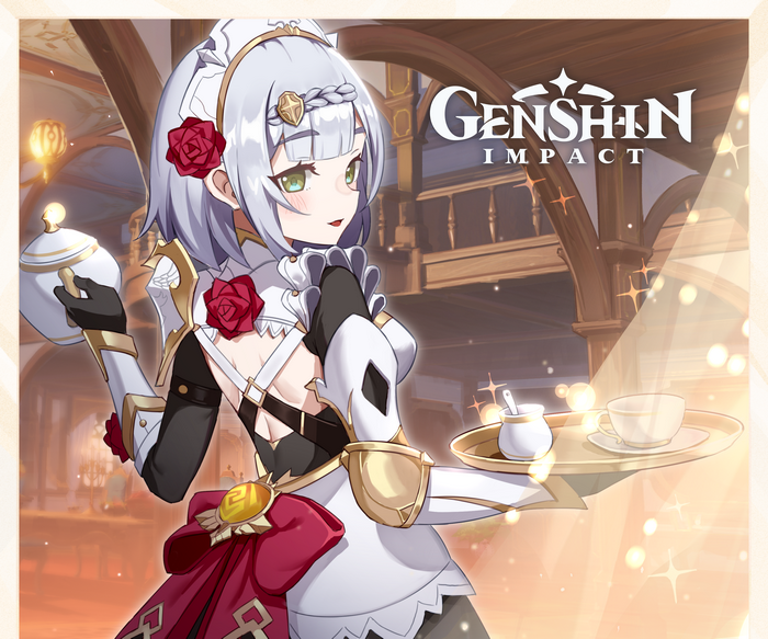 Genshin Impact Noelle maid serving tea