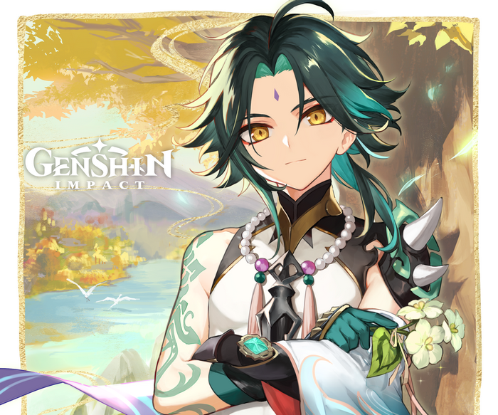 Genshin Impact Xiao HD with flowers