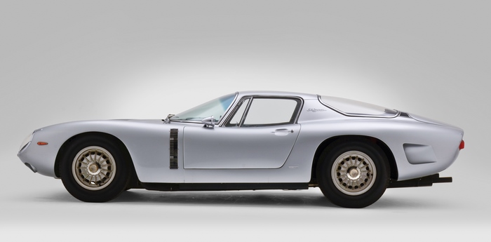 Silver Bizzarrini 5300 GT Strada side view 4K