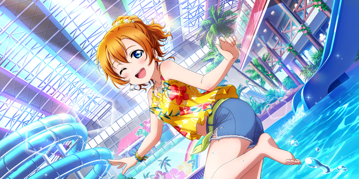 Honoka Kousaka having fun at the water park