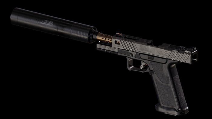 ZEV OZ9 Elite pistol with suppressor