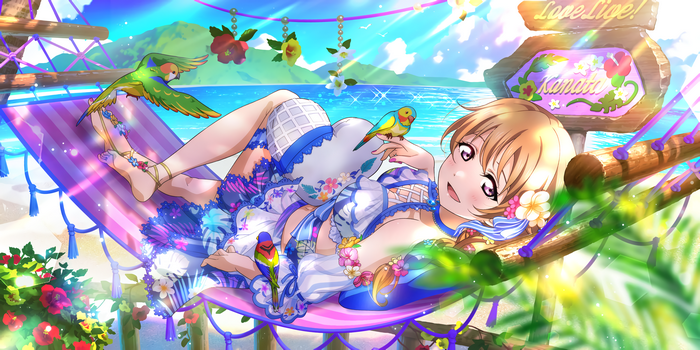 Love Live! Kanata Konoe tropical hammock with parrots