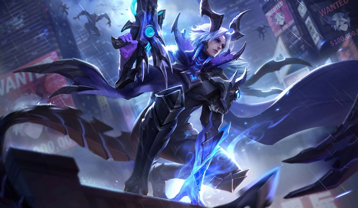 Honor of Kings: Dark Armored Warrior in Rainy City