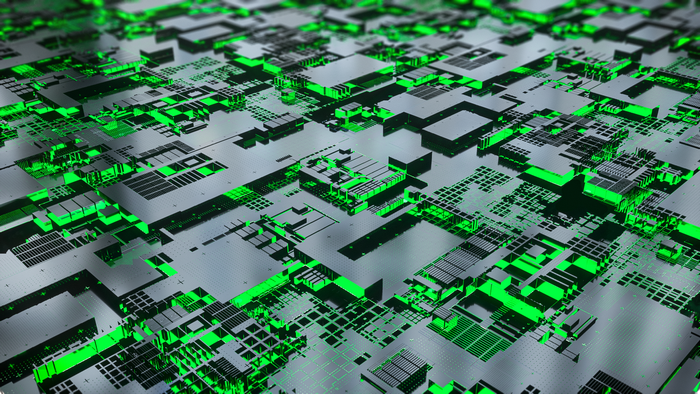 Green Glowing Digital Circuit Board