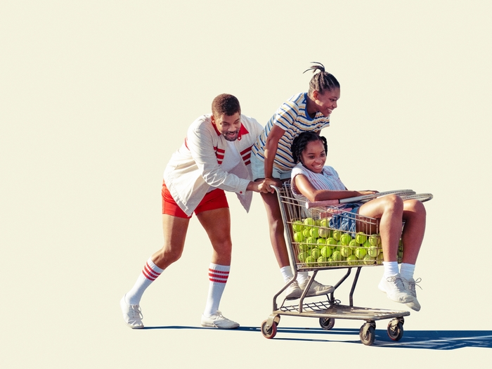 Will Smith, King Richard, pushing girls with tennis balls