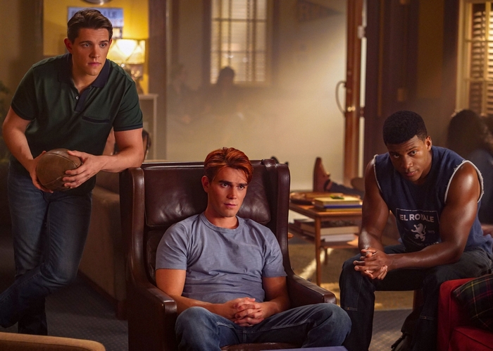 Archie Andrews and friends hanging out in Riverdale