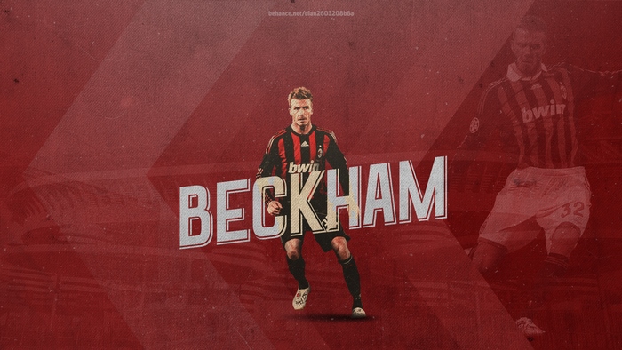 David Beckham A.C. Milan Red Football Graphic