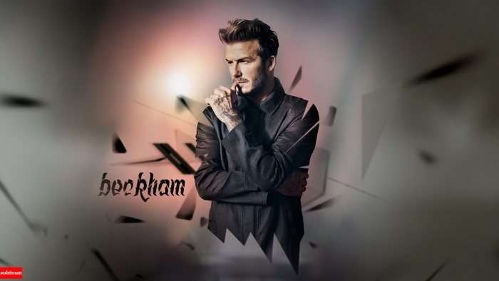 David Beckham Pensive Portrait, Shattered Glass Effect