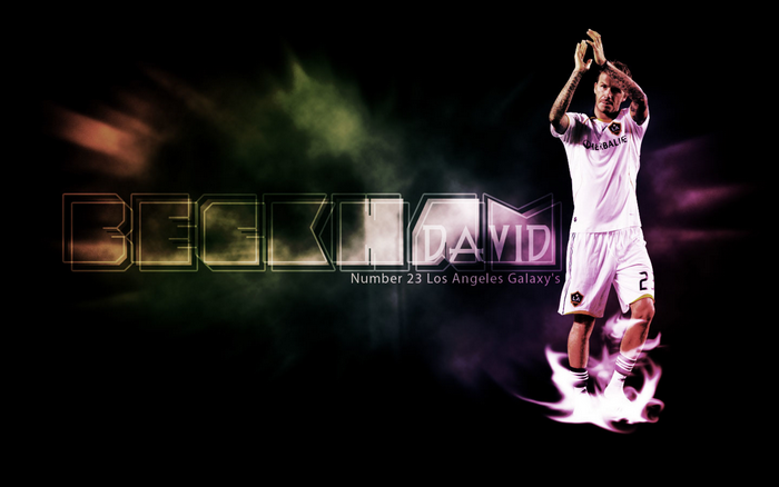David Beckham LA Galaxy clapping in colorful smoke art