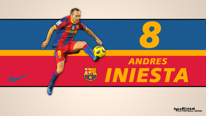 Andrés Iniesta Number 8 FC Barcelona Design