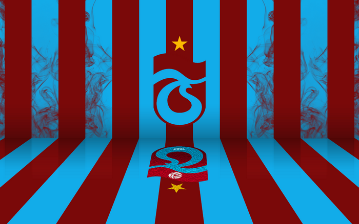 Trabzonspor Soccer Logo on Red and Blue Stripes