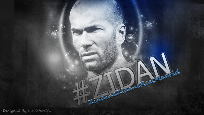 Zinedine Zidane Real Madrid Blue Glow Portrait