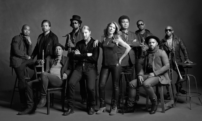 Tedeschi Trucks Band black and white group portrait