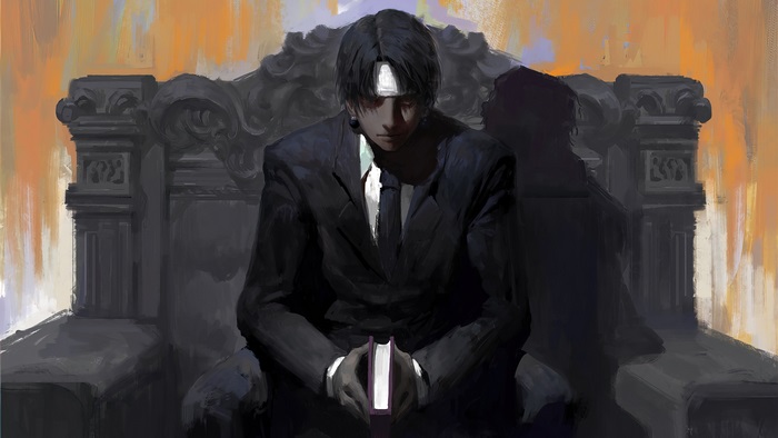 Chrollo Lucilfer Sitting on Throne 4K