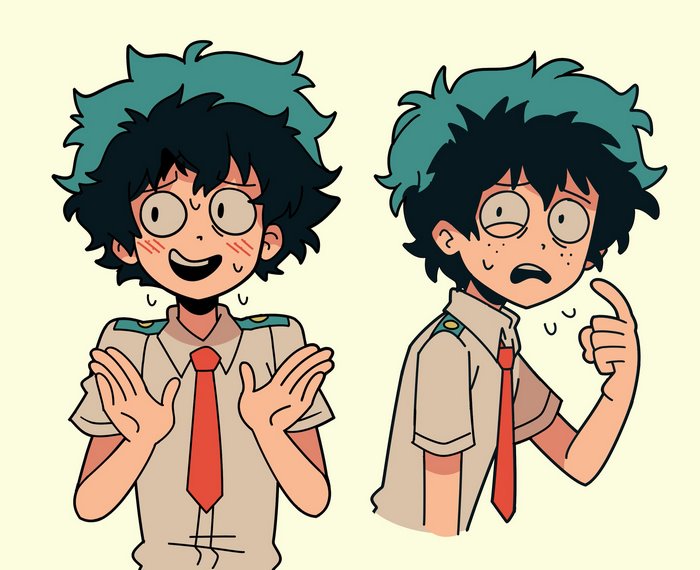 Izuku Midoriya's Anxious School Uniform Expressions