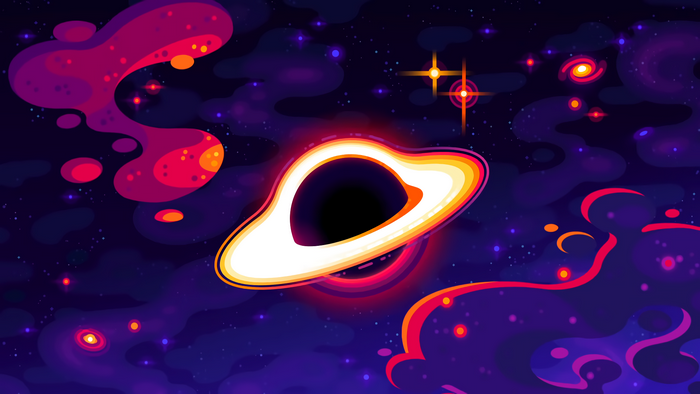 Kurzgesagt Minimalist Space Art with Stars