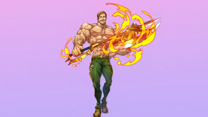 Escanor (The Seven Deadly Sins) with flaming axe