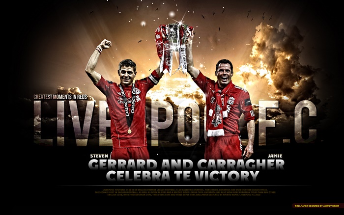 Steven Gerrard and Jamie Carragher celebrate Liverpool F.C. victory