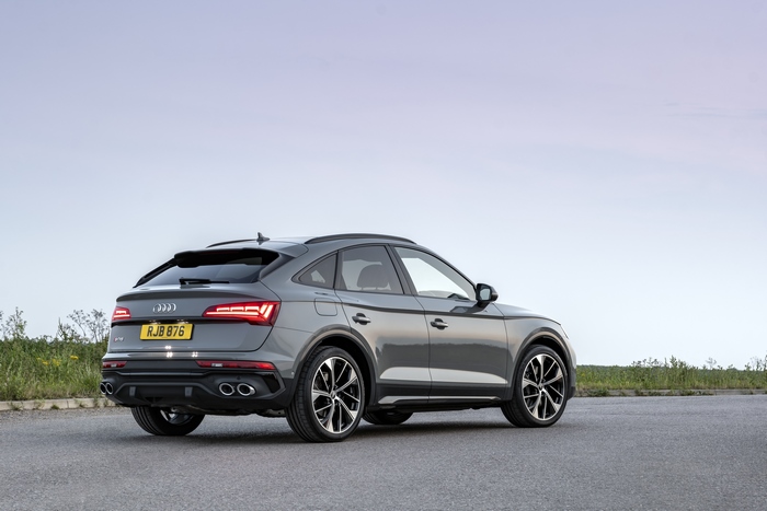 Grey Audi SQ5 Sportback TDI SUV parked on road