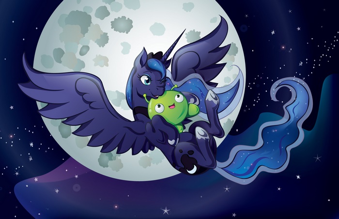 Princess Luna Embraces Mooncake in Space Crossover
