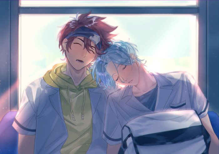 Reki Kyan and Langa Hasegawa sleeping peacefully