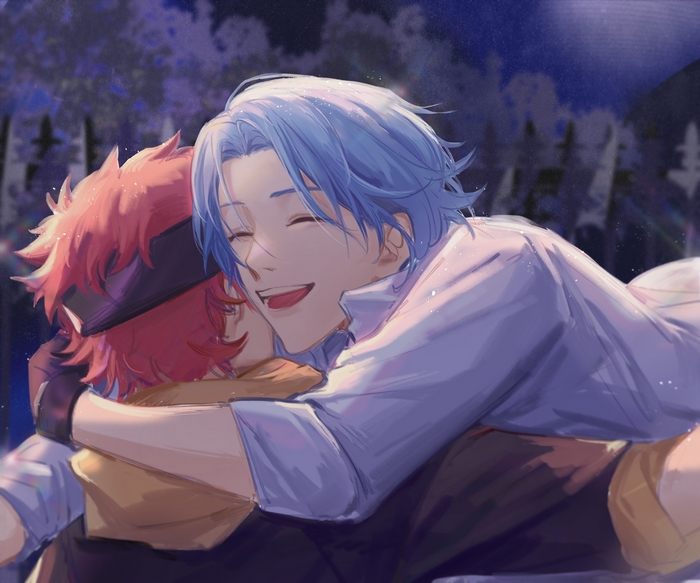 Reki and Langa hugging in SK8 The Infinity